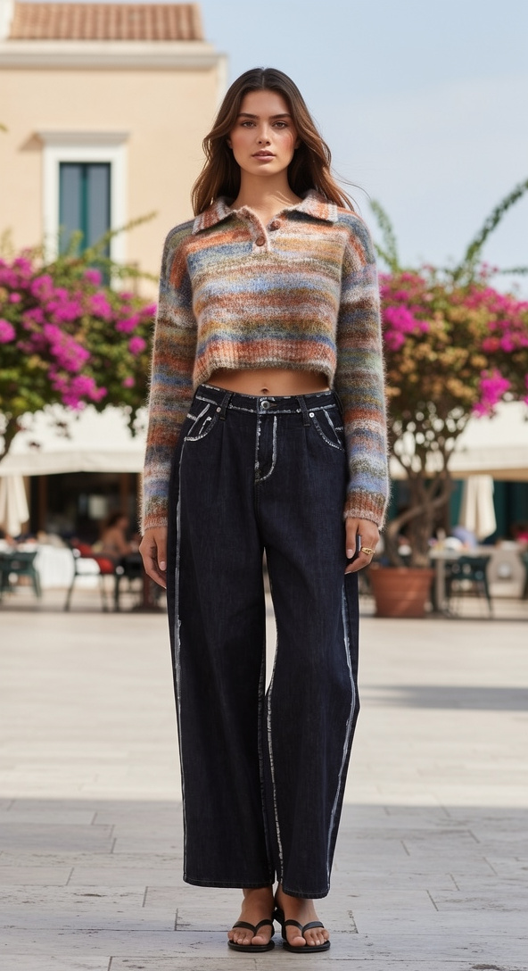 women's cropped long sleeve sweater