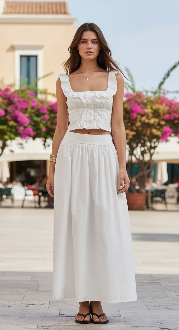 white cotton skirt women